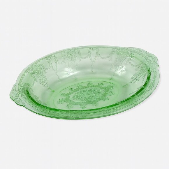 Vintage 1930s Hocking Glass Green Depression Glass Cameo “Ballerina” Oval Veg Di - Picture 1 of 8